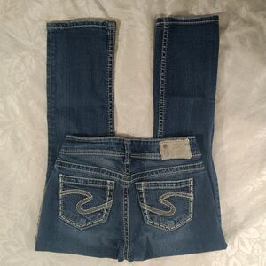 Silver Jeans Co Suki Capri Womens W26 Blue Stretchy Lowrise Embroidered 5 Pocket